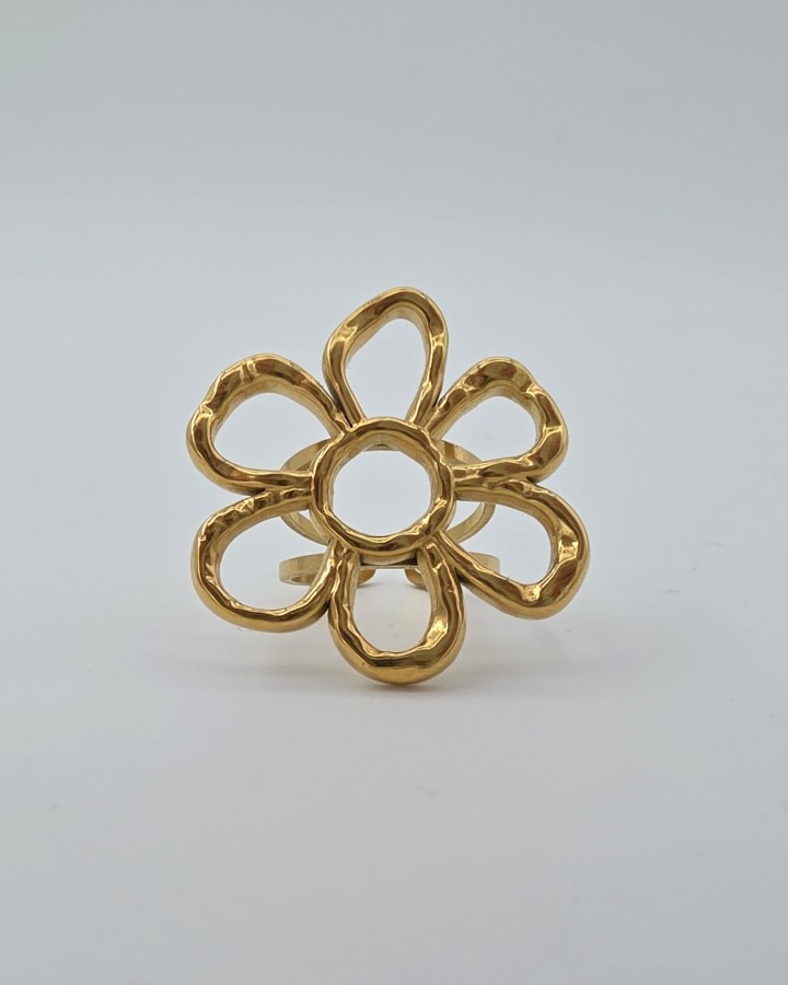 ANILLO AJUSTABLE MAXI FLOR - ACERO INOXIDABLE