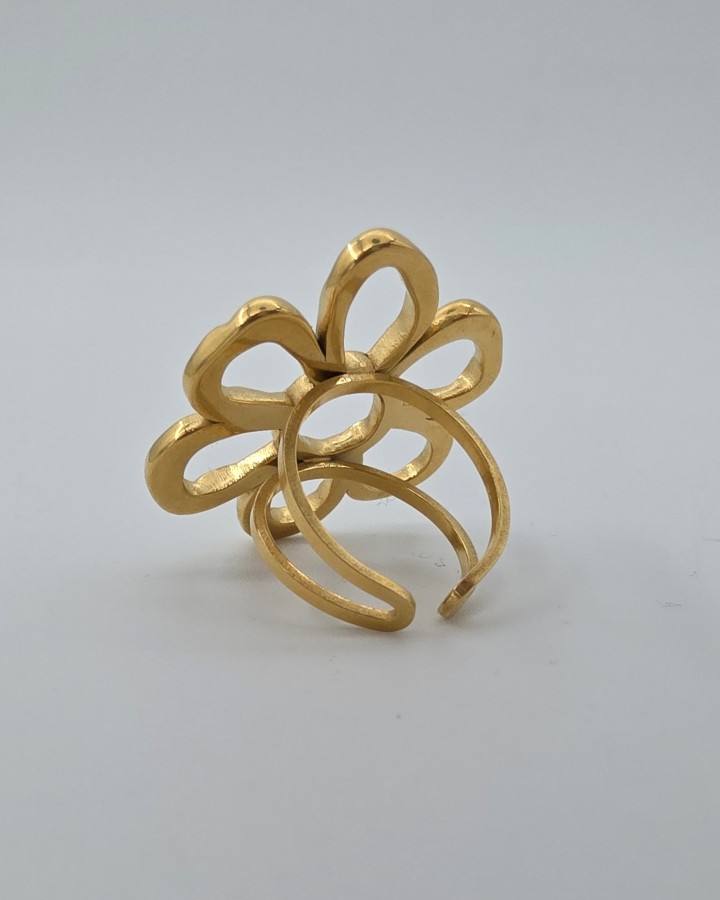 ANILLO AJUSTABLE MAXI FLOR - ACERO INOXIDABLE