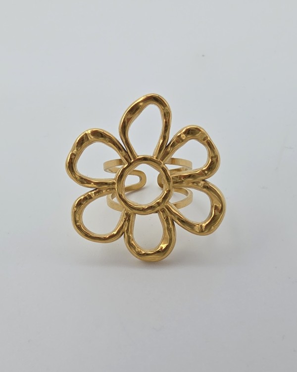 ANILLO AJUSTABLE MAXI FLOR - ACERO INOXIDABLE