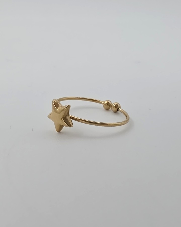 ANILLO AJUSTABLE ESTRELLA - ACERO INOXIDABLE