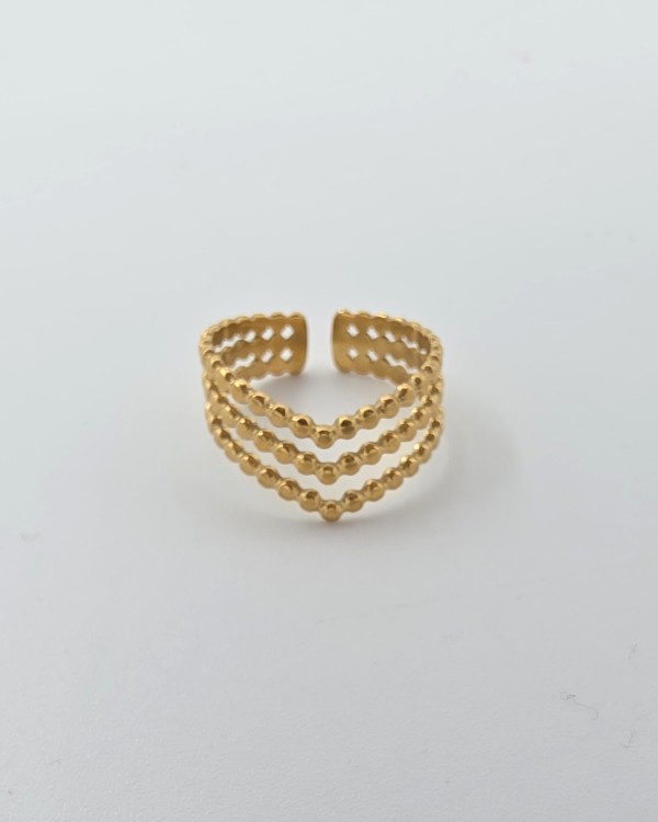 ANILLO AJUSTABLE TIARA BOLITAS - ACERO INOXIDABLE