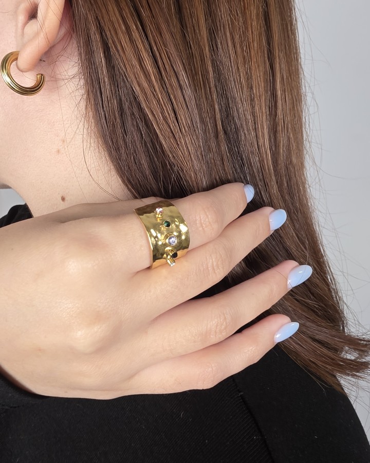 ANILLO AJUSTABLE CIRCONITA - ACERO INOXIDABLE