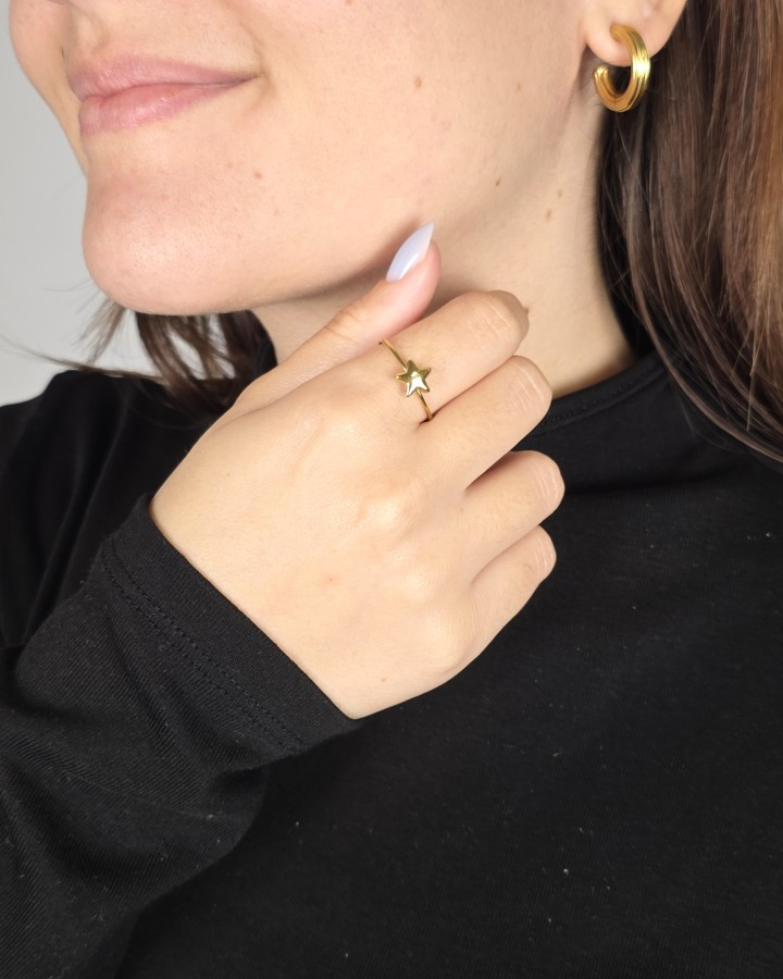 ANILLO AJUSTABLE ESTRELLA - ACERO INOXIDABLE