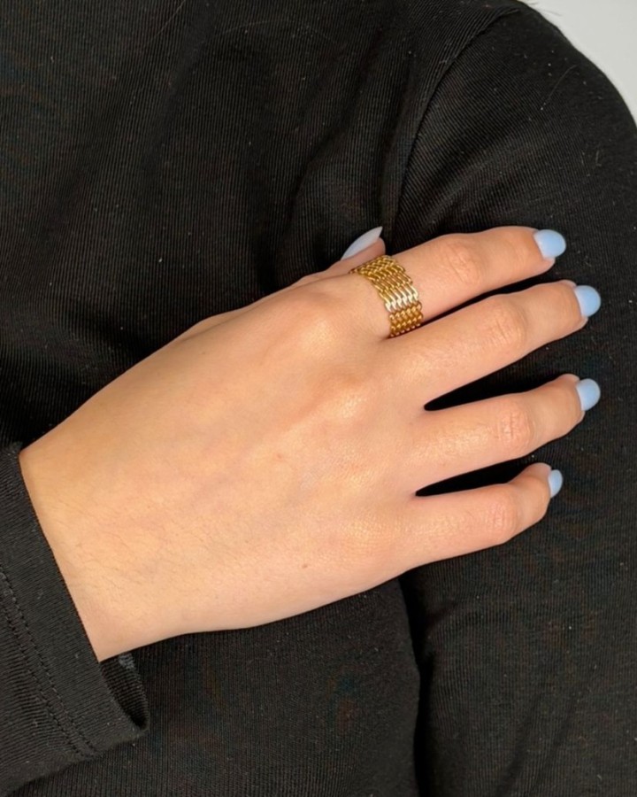 ANILLO AJUSTABLE ONDAS MINIS - ACERO INOXIDABLE