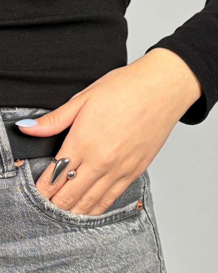 ANILLO AJUSTABLE LÁGRIMA - ACERO INOXIDABLE