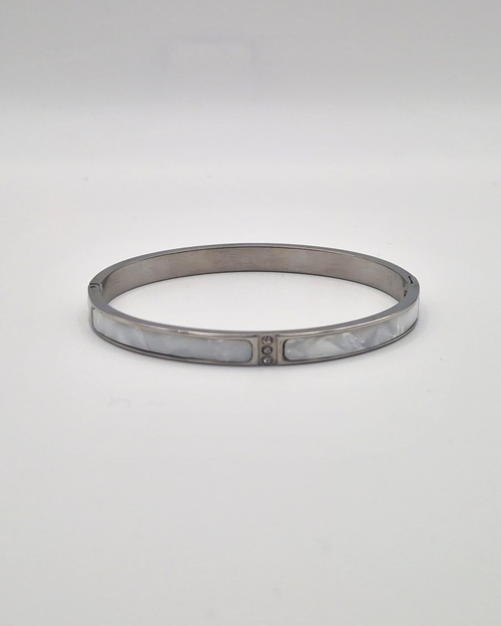 PULSERA RÍGIDA NACARADA - ACERO INOXIDABLE