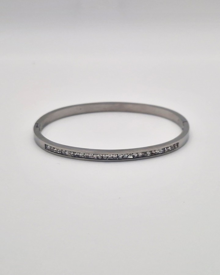 PULSERA RÍGIDA CRISTALES - ACERO INOXIDABLE
