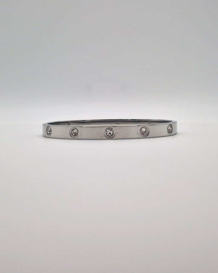 PULSERA RÍGIDA BRILLANTES - ACERO INOXIDABLE