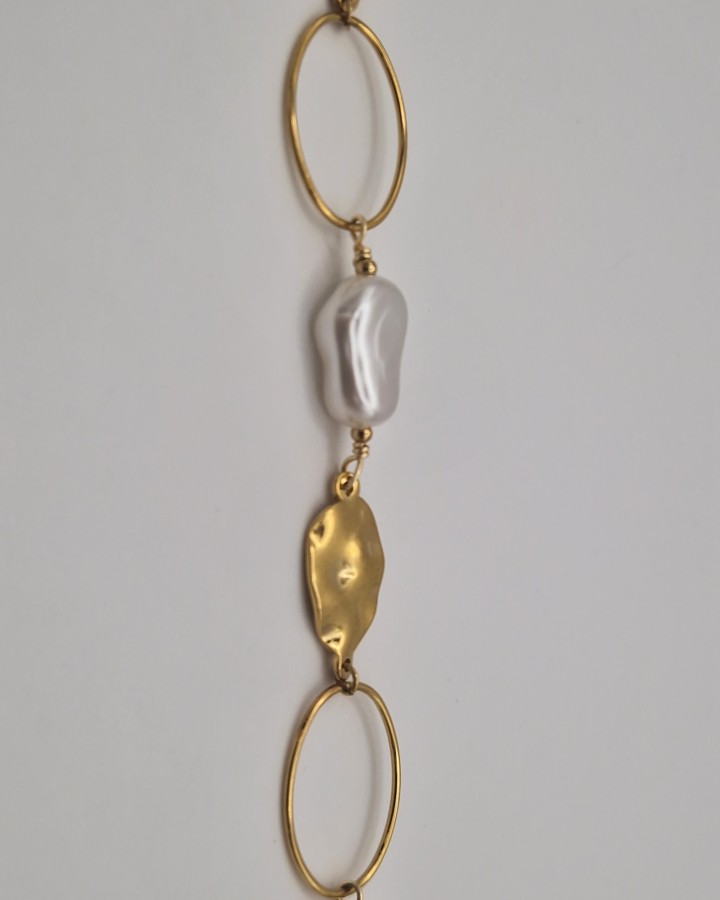 PULSERA DE CADENA CON PERLAS - ACERO INOXIDABLE