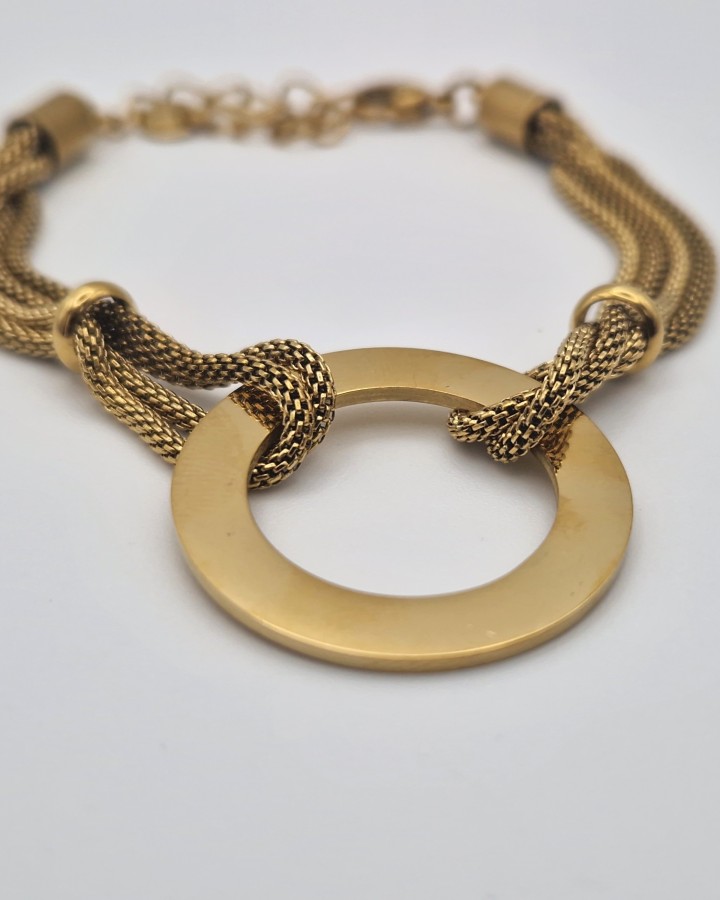 PULSERA CORDÓN EFECTO MALLA - ACERO INOXIDABLE