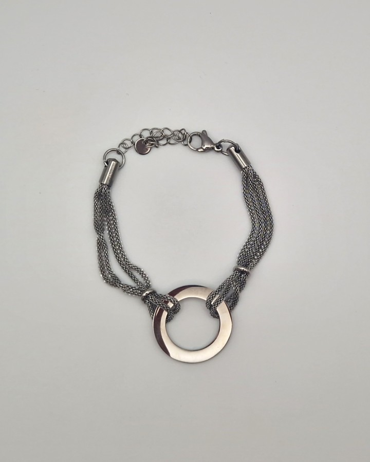 PULSERA CORDÓN EFECTO MALLA - ACERO INOXIDABLE