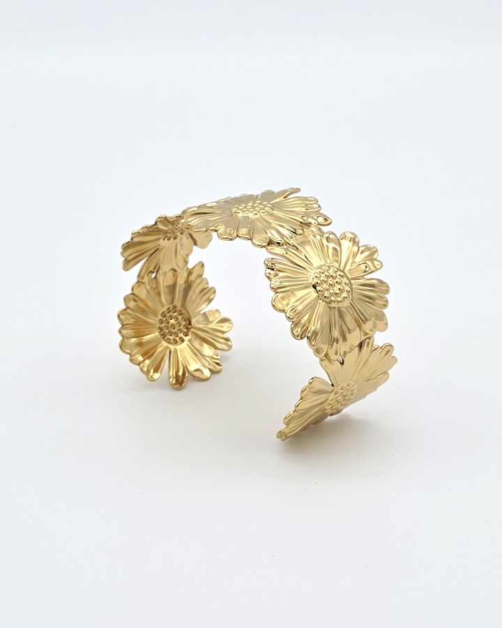 PULSERA RÍGIDA FLOR - ACERO INOXIDABLE