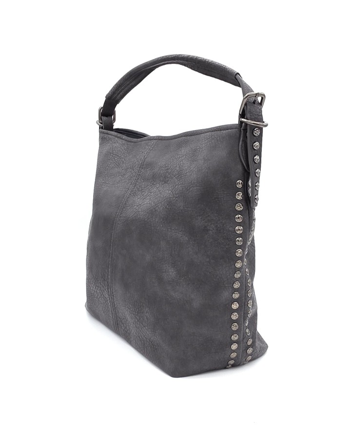 BOLSO SHOPPER EFECTO PIEL TACHUELAS LATERALES
