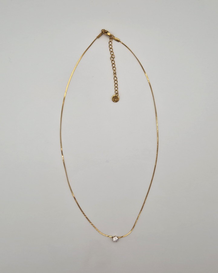 COLLAR CADENA FINA CON BRILLANTE - ACERO INOXIDABLE