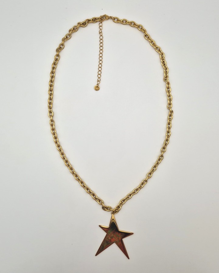 COLLAR LARGO CADENA ANCHA CON ESTRELLA - ACERO INOXIDABLE