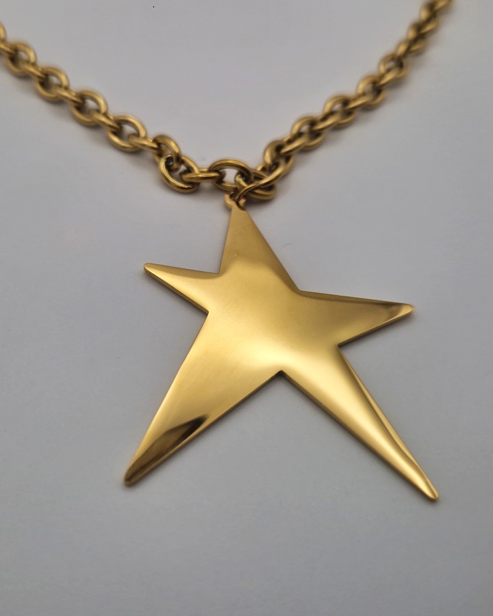 COLLAR LARGO CADENA ANCHA CON ESTRELLA - ACERO INOXIDABLE