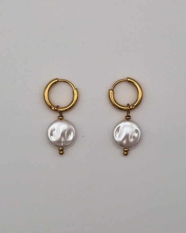 AROS PEQUEÑOS CON PERLA - ACERO INOXIDABLE