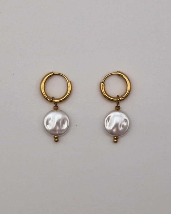 AROS PEQUEÑOS CON PERLA - ACERO INOXIDABLE