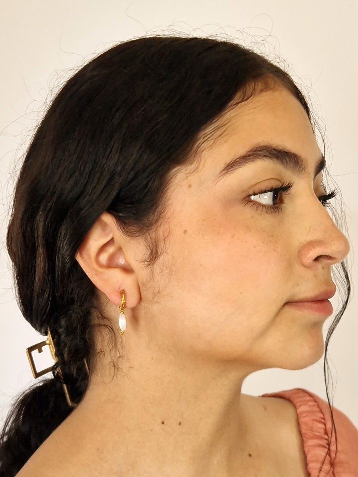 AROS PEQUEÑOS CON PERLA - ACERO INOXIDABLE