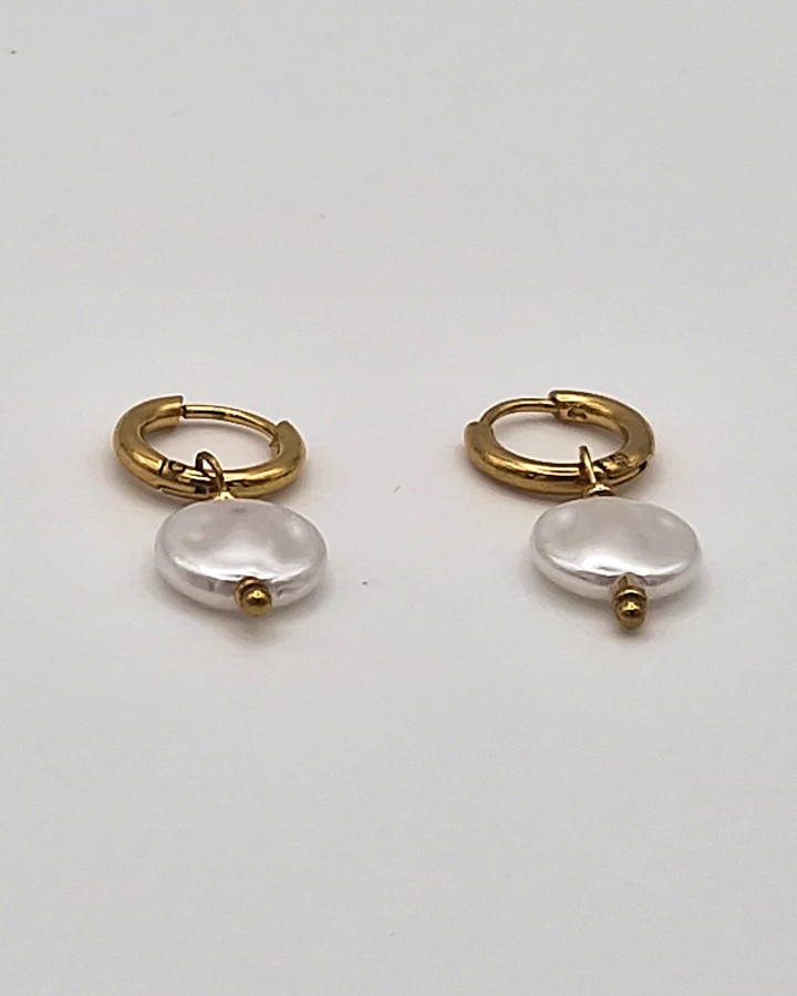 AROS PEQUEÑOS CON PERLA - ACERO INOXIDABLE