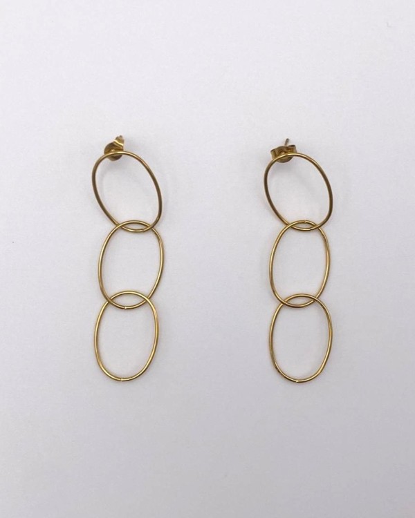 PENDIENTES LARGOS OVALOS ENTRELAZADOS - ACERO INOXIDABLE