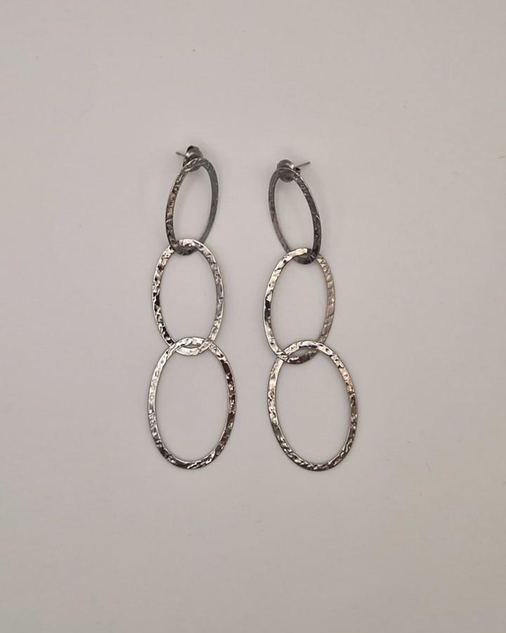 PENDIENTES LARGOS OVALOS IRREGULARES - ACERO INOXIDABLE