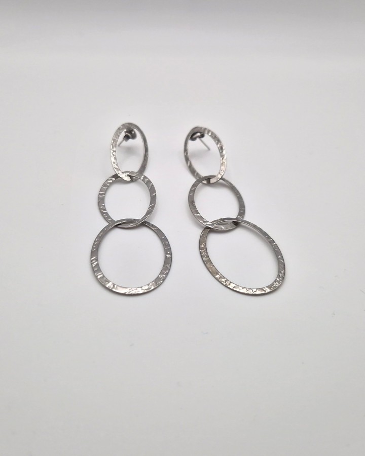 PENDIENTES LARGOS OVALOS IRREGULARES - ACERO INOXIDABLE