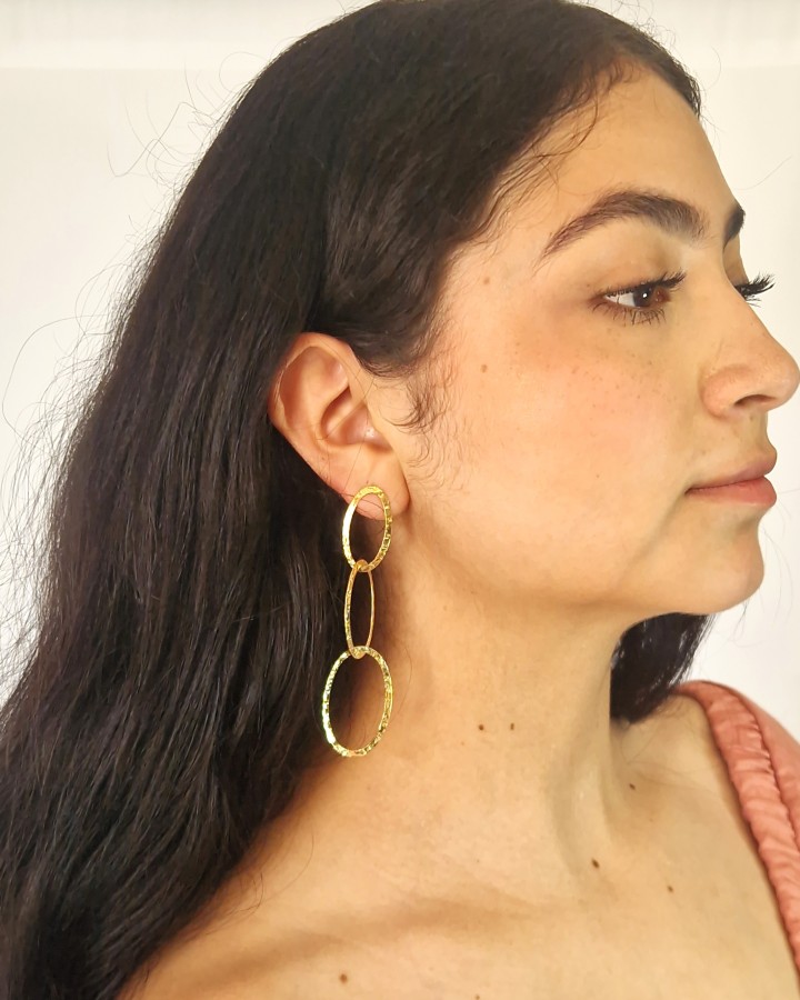 PENDIENTES LARGOS OVALOS IRREGULARES - ACERO INOXIDABLE