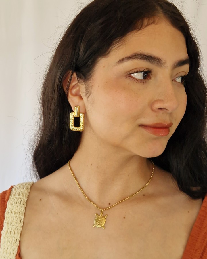 PENDIENTES RECTANGULARES VINTAGE - ACERO INOXIDABLE